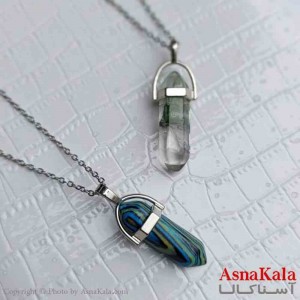 گردنبند زنانه استیل مدل سنگ منشور کد GNB161389W