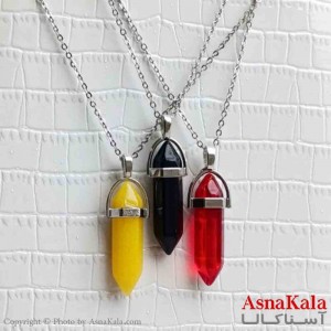 گردنبند زنانه استیل مدل سنگ منشور رنگی کد GNB161391W