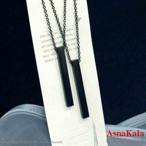 گردنبند مکعب عشق استیل مدل ست دونفره مستطیلی مشکی کد GNB161408W