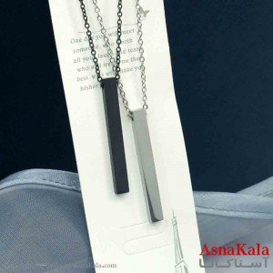 گردنبند مکعب عشق استیل مدل ست دونفره مستطیلی کد GNB161409W