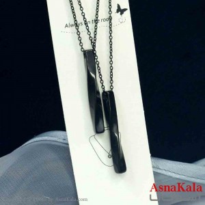 گردنبند ست دونفره استیل مدل پیچی مشکی کد GNB161413W