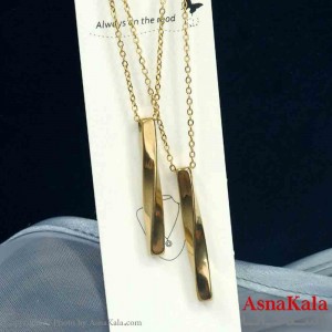 گردنبند ست دونفره استیل مدل پیچی طلایی کد GNB161414W