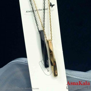 گردنبند ست دونفره استیل مدل پیچی طلایی و مشکی کد GNB161415W