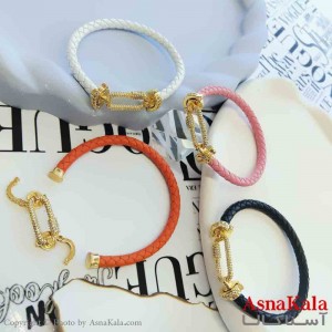 دستبند زنانه پینترستی مدل چرمی نگینی  کد DSB18921W