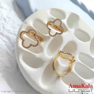 انگشتر زنانه استیل مینیمال مدل گل نگینی کد ANG19776W