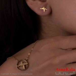 نیم ست زنانه شامل گردنبند و گوشواره استیل مدل ضربان کد NIM14746W