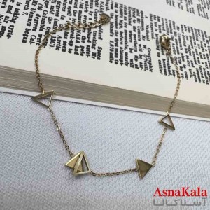 دستبند دخترانه پینترستی استیل مدل مثلث طلایی کد DSB18959W