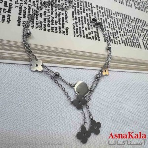 دستبند دخترانه پینترستی استیل مدل دو لاین گل کد DSB18965W