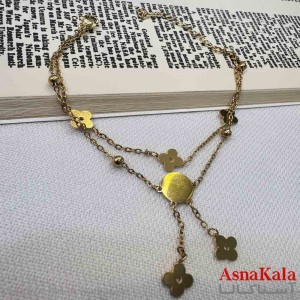 دستبند دخترانه پینترستی استیل مدل دولاین گل طلایی کد DSB18969W