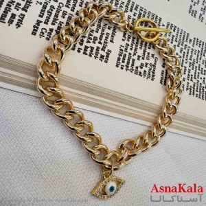 دستبند دخترانه پینترستی استیل مدل چشم نظر طلایی کد DSB18970W