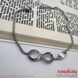 دستبند دخترانه پینترستی استیل مدل بینهایت نقره ای کد DSB18971W