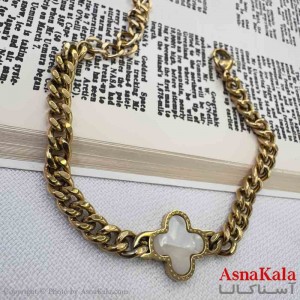 دستبند دخترانه پینترستی استیل مدل ونکلیف سفید  کد DSB18978W