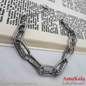 دستبند دخترانه پینترستی استیل مدل دولاین زنجیری کد DSB18980W