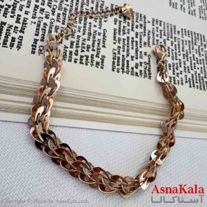 دستبند دخترانه پینترستی استیل مدل پولکی طلایی کد DSB18985W