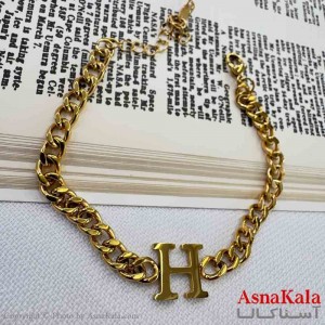 دستبند دخترانه پینترستی استیل مدل کارتیر پلاک دار کد DSB18986W