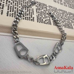 دستبند دخترانه پینترستی استیل مدل کارتیر نقره ای  کد DSB18988W