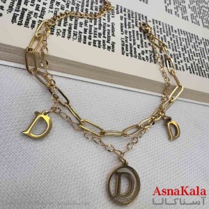دستبند دخترانه پینترستی استیل مدل دولاین طلایی  کد DSB18989W