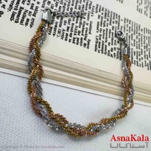 دستبند دخترانه پینترستی استیل مدل پیچی سه لاین کد DSB18995W