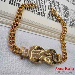 دستبند دخترانه پینترستی استیل مدل  زنجیری طلایی کد DSB181001W