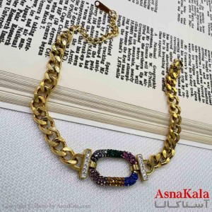 دستبند دخترانه پینترستی استیل مدل کارتیر نگینی کد DSB181006W