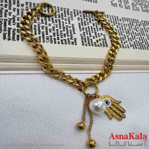 دستبند دخترانه پینترستی استیل مدل چشم نظر کد DSB181010W