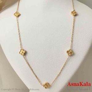 گردنبند زنانه شیک استیل مدل ونکلیف طلایی  کد GNB161438W