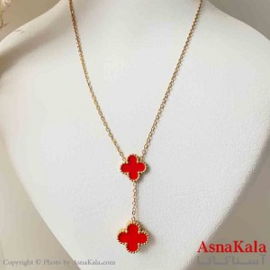 گردنبند زنانه شیک استیل مدل ونکلیف قرمز  کد GNB161440W