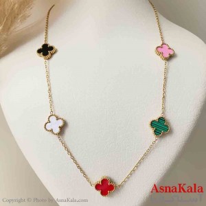 گردنبند زنانه شیک استیل مدل ونکلیف رنگی  کد GNB161442W
