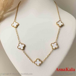 گردنبند زنانه شیک استیل مدل ونکلیف سفید  کد GNB161443W