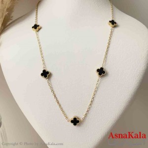 گردنبند زنانه شیک استیل مدل ونکلیف مشکی  کد GNB161446W