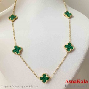 گردنبند زنانه شیک استیل مدل ونکلیف سبز کد GNB161454W