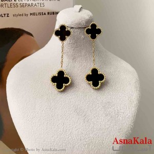 گوشواره استیل زنانه مدل ونکلیف مشکی کد GSH151220W