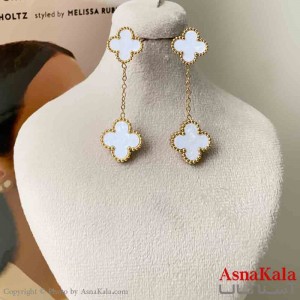 گوشواره استیل زنانه مدل ونکلیف سفید کد GSH151223W