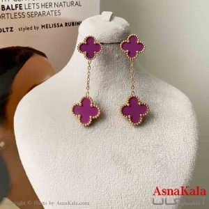 گوشواره استیل زنانه مدل ونکلیف بنفش کد GSH151226W