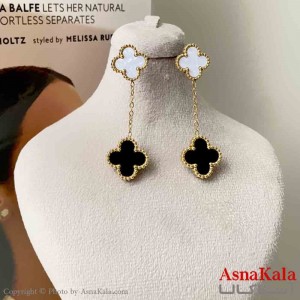 گوشواره استیل زنانه مدل ونکلیف مشکی و سفید  کد GSH151227W