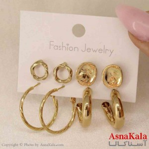 گوشواره زنانه استیل پک 4جفتی مدل مینیمال کد GSH151241W