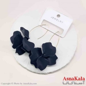 گوشواره استیل فانتزی زنانه مدل گلبرگ مشکی کد GSH151274W