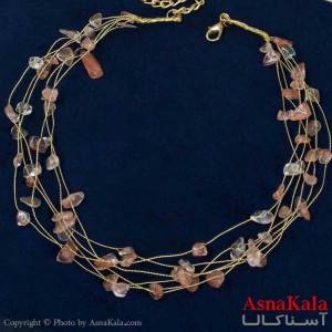 گردنبند دخترانه پینترستی استیل مدل ریسه ای سنگ کد GNB161460W