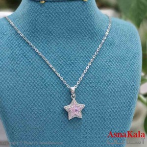 گردنبند دخترانه پینترستی استیل مدل ستاره صورتی کد GNB161467W