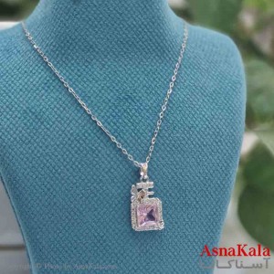 گردنبند دخترانه پینترستی استیل مدل مربع صورتی کد GNB161471W
