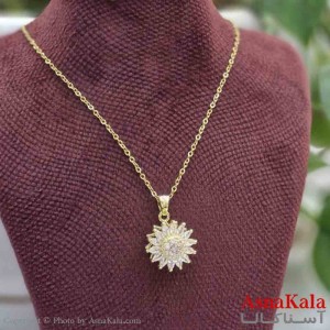 گردنبند چرخشی دخترانه پینترستی استیل مدل گل جواهری کد GNB161473W