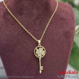 گردنبند چرخشی دخترانه شیک استیل مدل کلید طلایی کد GNB161474W