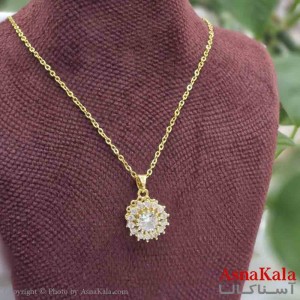گردنبند چرخشی دخترانه شیک استیل مدل گل نگینی کد GNB161475W