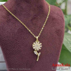 گردنبند چرخشی دخترانه شیک استیل مدل گل نگینی  کد GNB161479W
