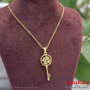 گردنبند چرخشی دخترانه شیک استیل مدل گل کلیدی کد GNB161481W