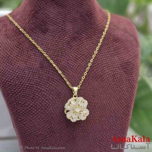 گردنبند چرخشی دخترانه شیک استیل مدل گل جواهری کد GNB161482W