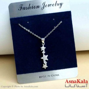گردنبند دخترانه شیک استیل مدل ستاره نقره ای کد GNB161486W