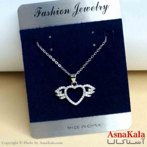 گردنبند دخترانه شیک استیل مدل قلب بالدار کد GNB161489W