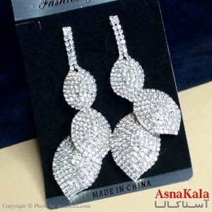 گوشواره استیل شیک زنانه مدل برگ فول نگین کد GSH151291W