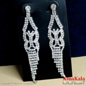 گوشواره استیل شیک زنانه مدل آویز نگینی کد GSH151299W